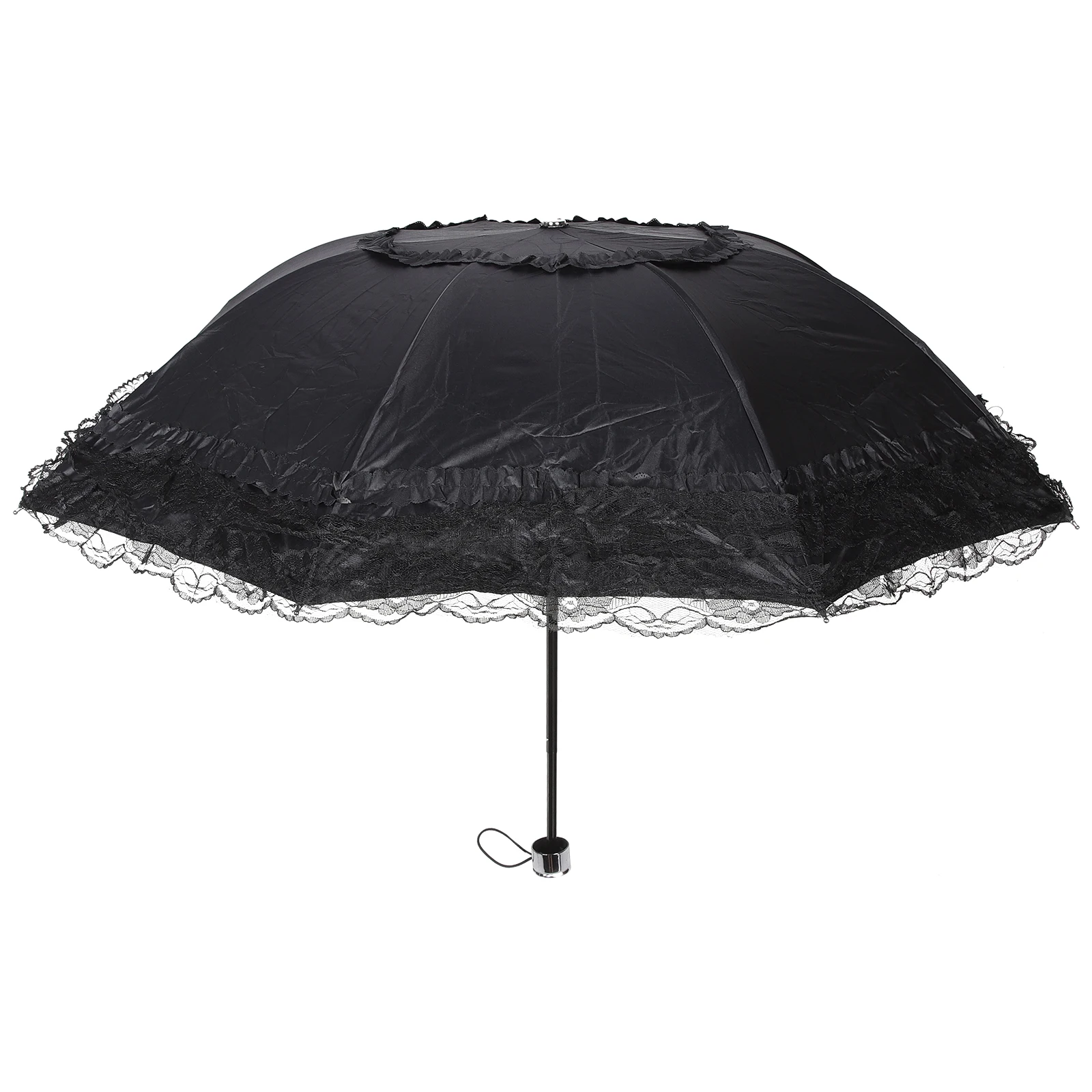 

Lace Umbrella Parasol Sun Protection Uv Compact Travel Rainproof Small Portable Lightweight Women Mini Outdoor Beach Black