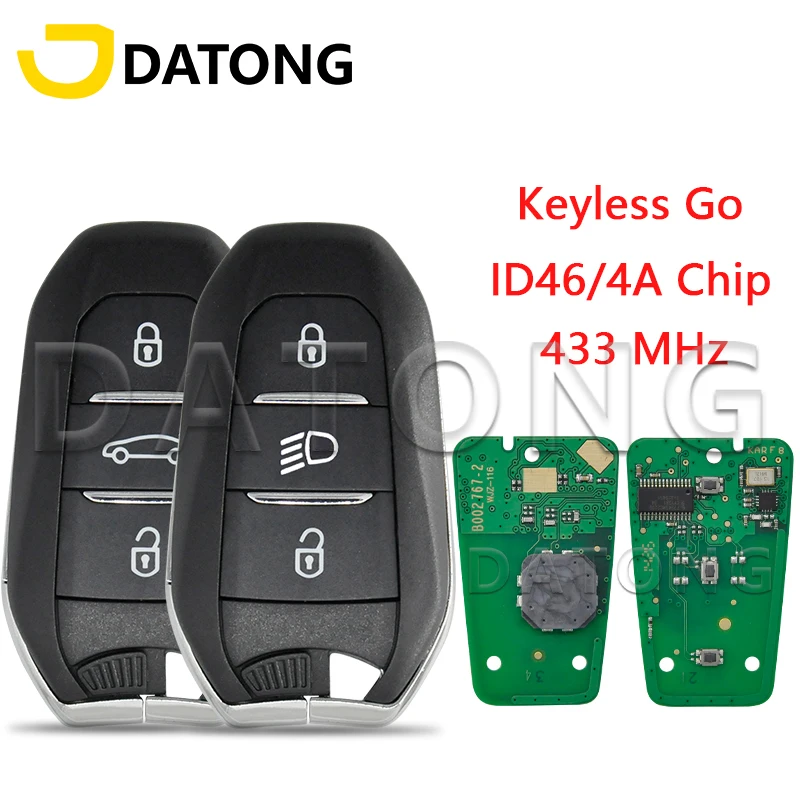 

Datong World ID46/4A Chip 433MHz Proximity Smart HU83/VA2 Car Remote Key For Peugeot 208 308 508 3008 5008 Citroen C3 C5 DS4 DS5