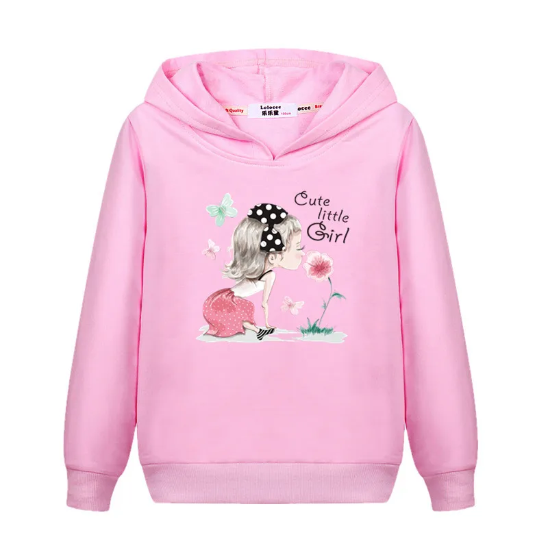 Aimi Lakana Kids Cartoon Sweatshirt Little Girl Spring Autumn Hoodie Flower Butterfly Graphic Coat Fashion Clothing