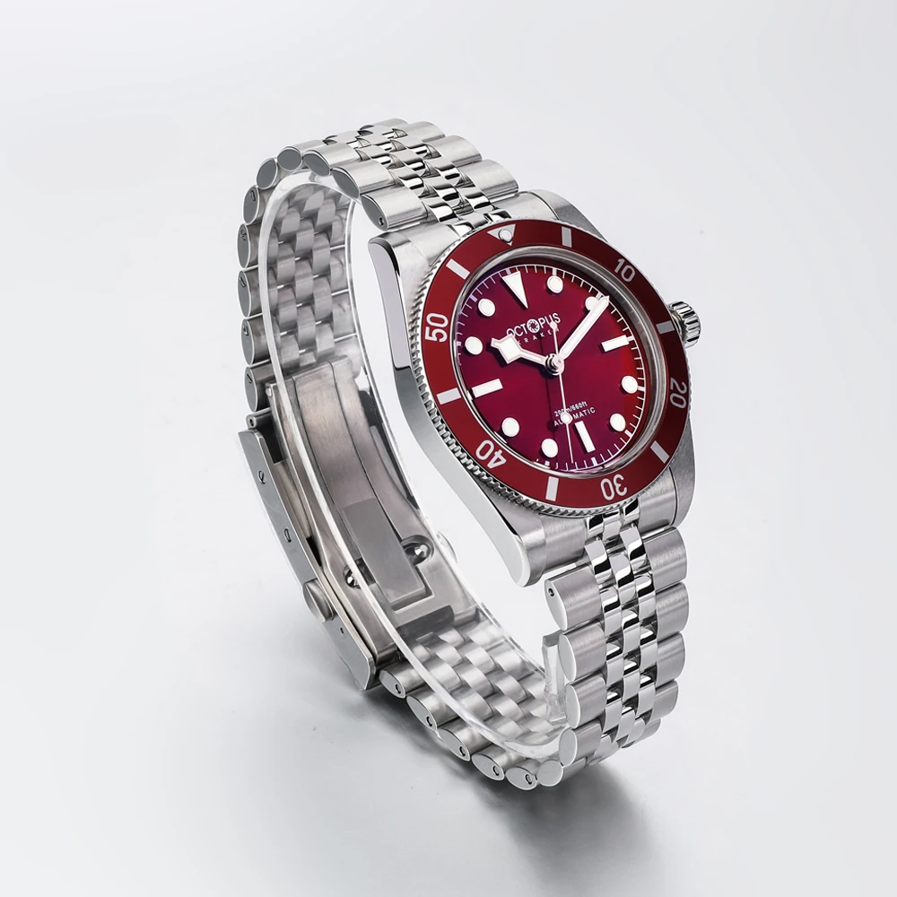Octopus Men Automatic Watch Pilot 37mm Mechanical Wristwatch 20ATM Waterproof BGW-9 Luminous 120 Clicks Aluminium Bezel PT5000