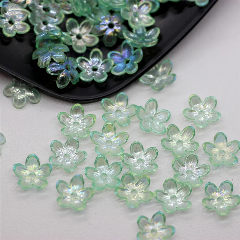 50PCS 12mm Fashion Petal Flower Beads Acrylic Frosted Flower Beads Bowknot Tie Bead for DIY Sewing Buttons DIY Material Findings