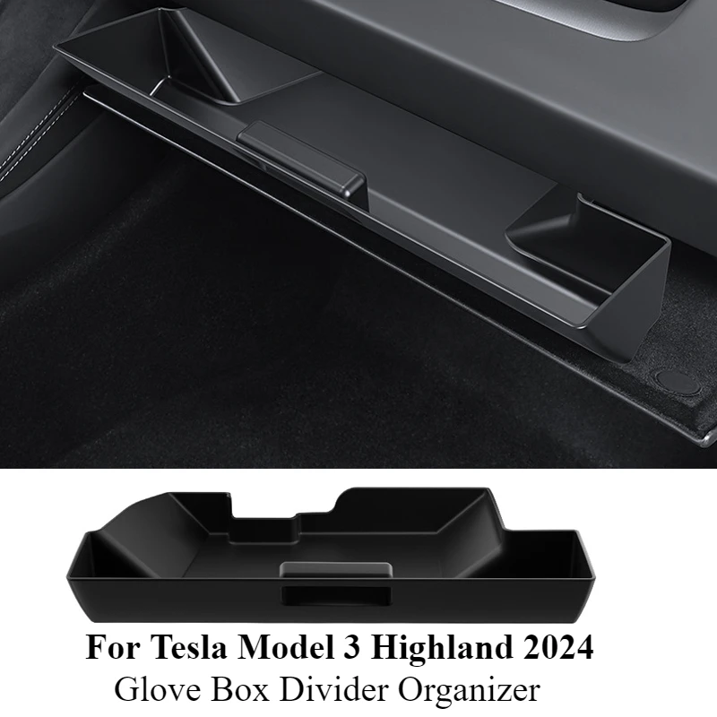 For Tesla Model 3 Highland 2024 Auto Accessories Glove Box Divider Organizer Partition Plates Storage Holder Glovebox Container