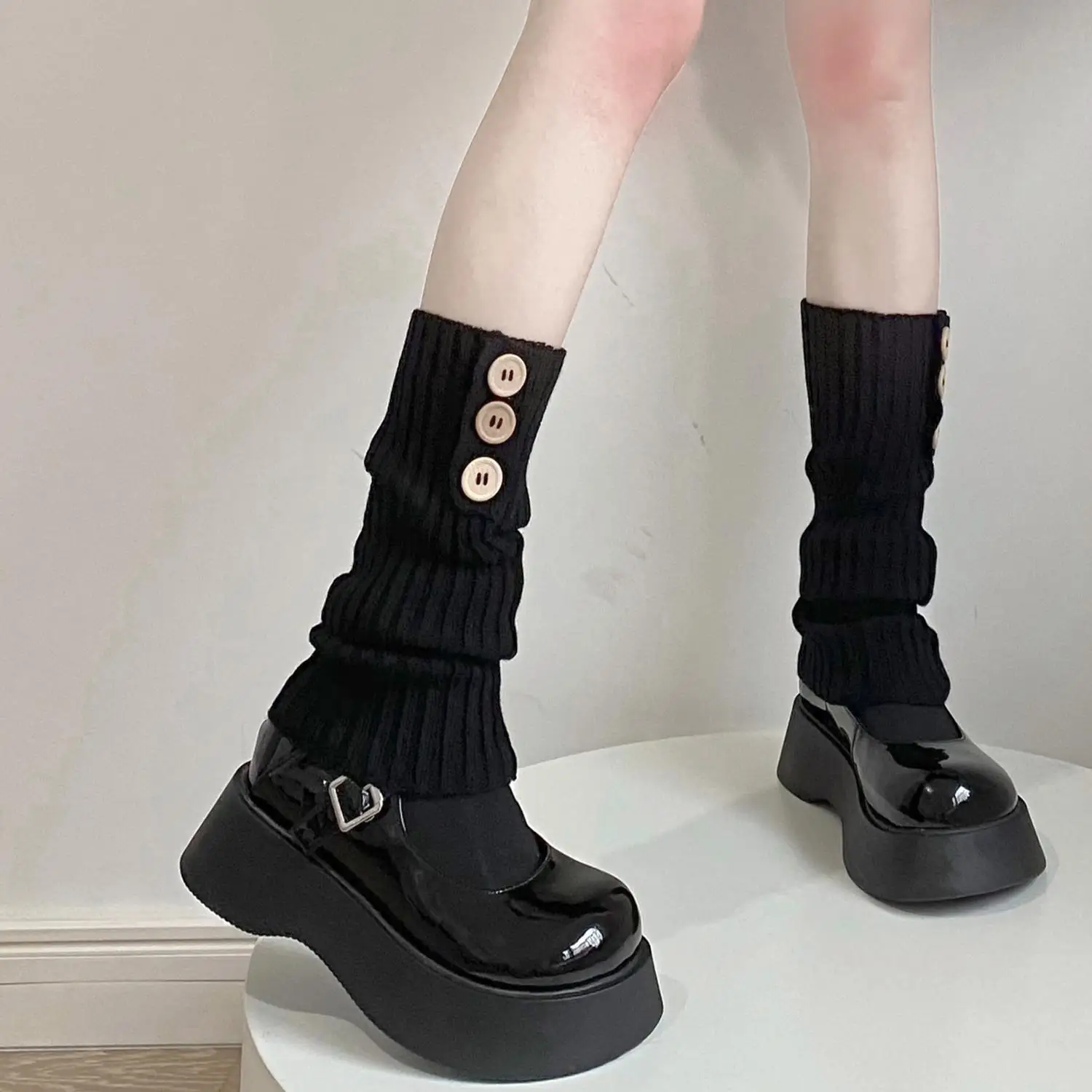 

Y2K Women's Leg Warmers Lolita Long Socks Knitted Foot Cover Arm Warmer Autumn Winter Crochet Heap Sock Boot Cuffs