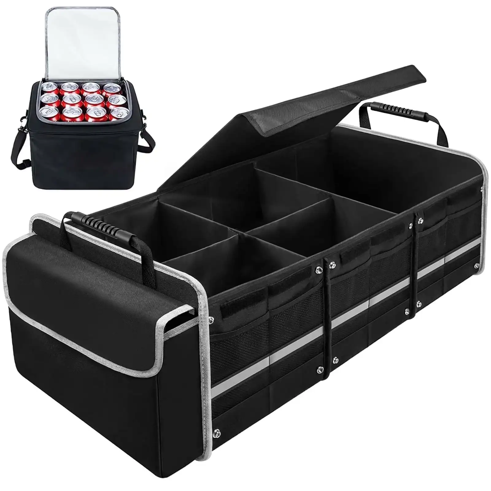 

Trunk Storage Bag, Foldable Multi-compartment Waterproof Car Storage Bag with Leak-proof Insulated Bag for Car Accessories