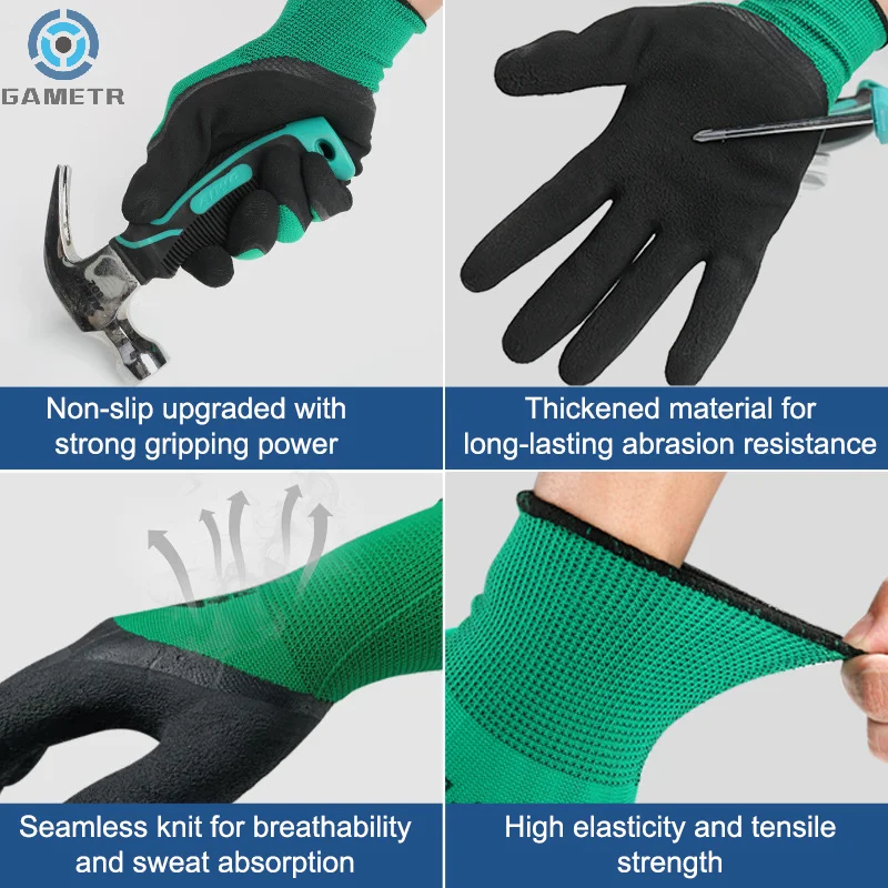 Guantes de nitrilo resistentes al desgaste, protectores de mano de obra, antideslizantes, cálidos, para jardinería y construcción, para invierno, 1 par