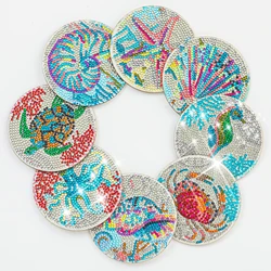 GATYZTORY 8Pcs DIY Diamond Painting Coaster Reusable Spot Drill Coaster Creative with Holder for Tabletop Accessories