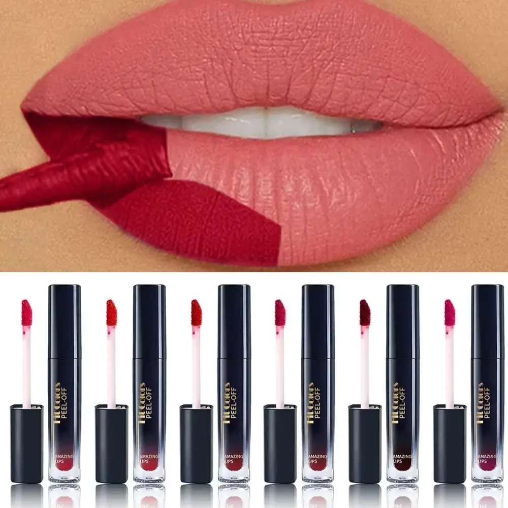 Nieuwe 6-kleuren Lip Liner Peel Langdurige afscheurbare matte lippenstift Waterdichte hydraterende fluwelen lipglazuur