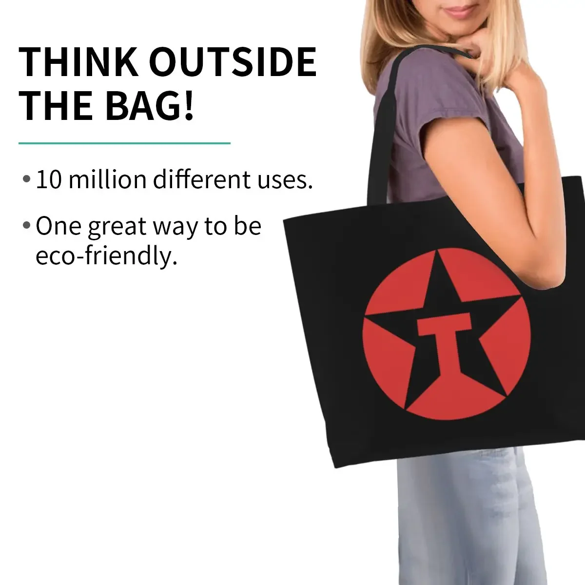 Funny Printing Texaco Shopping Tote Bags Recycling Canvas Shopper Shoulder Handbag