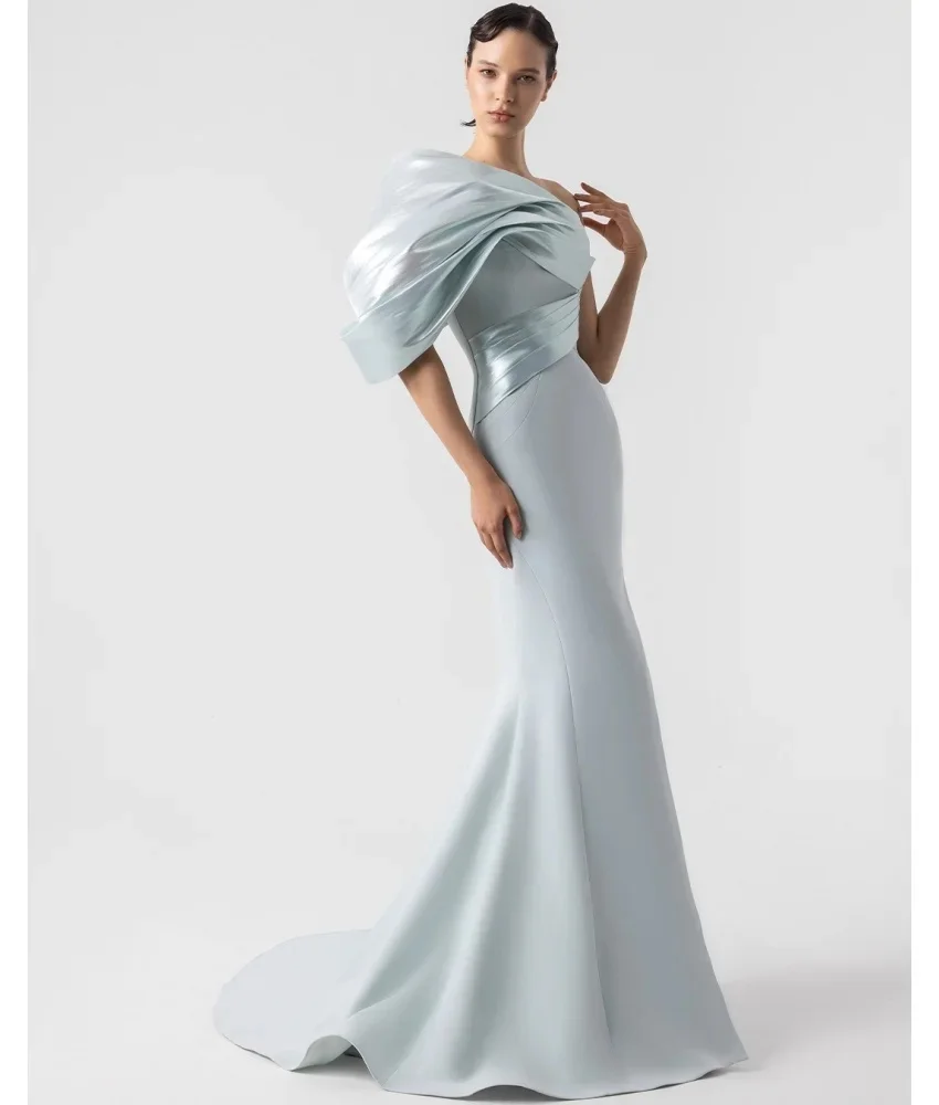 Индивидуальное простое ретро-платье с плиссировкой на одно плечо, длинное вечернее платье с драпировкой, женское вечернее платье