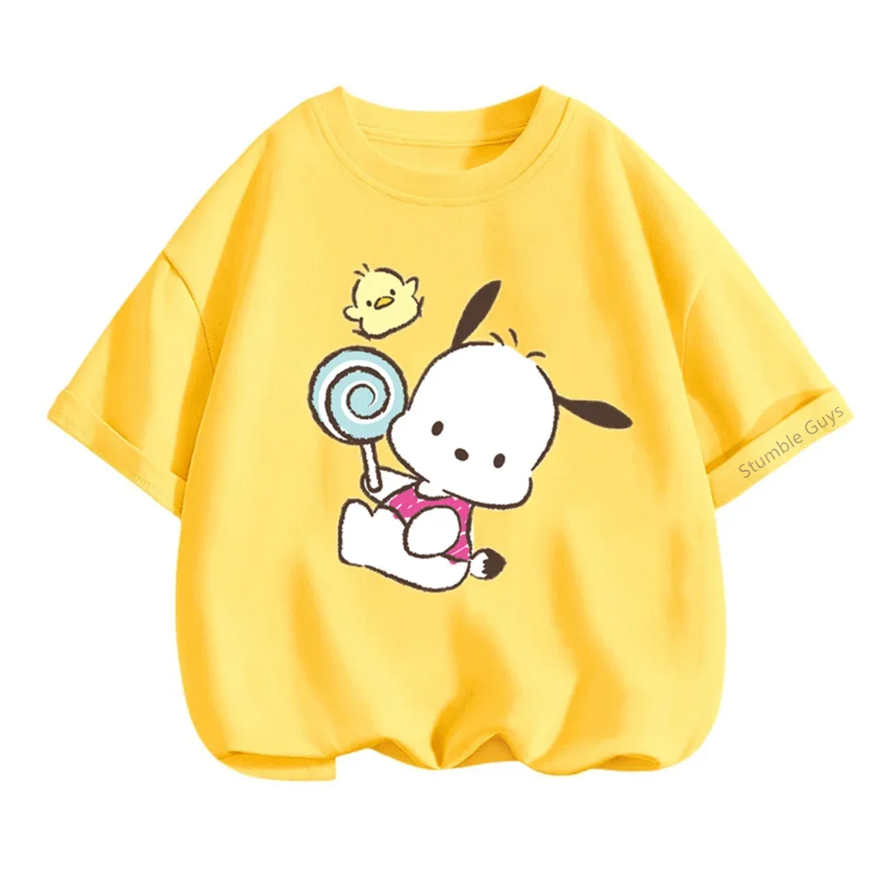 Pochacco Tshirt Kids Anime Summer Tops Multiple Fashion 3-14y Children\'s T-shirts Casual Teen Short Sleeve Print Trucksuit