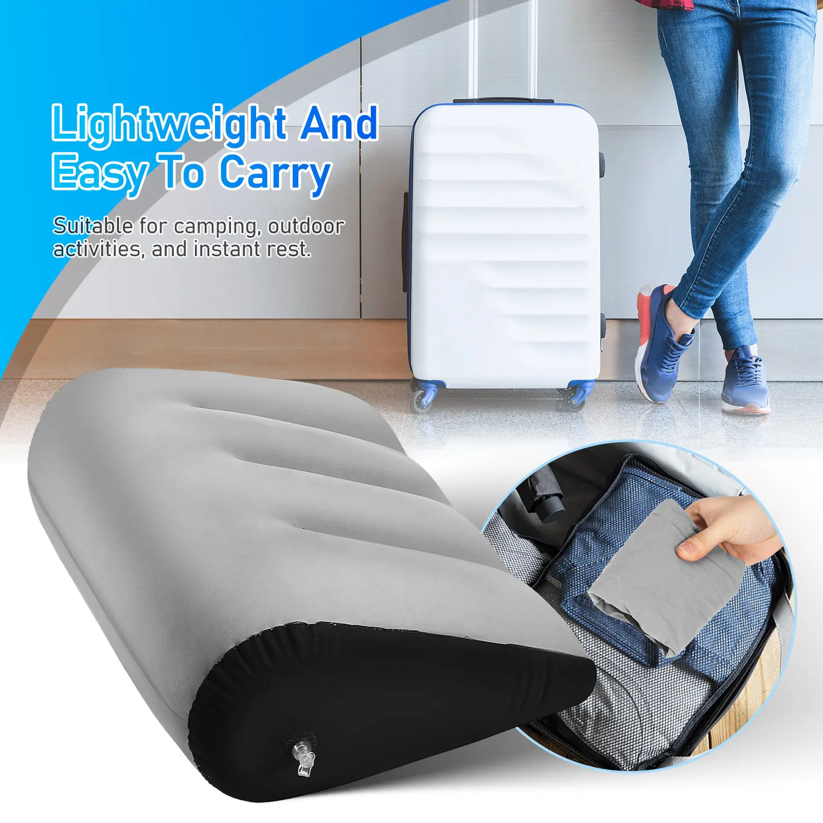 Inflatable Triangle Pillow PVC Portable Soft Waterproof Travel Camping Hiking Nap Comfort Pillow Inflatable Triangular Pillows