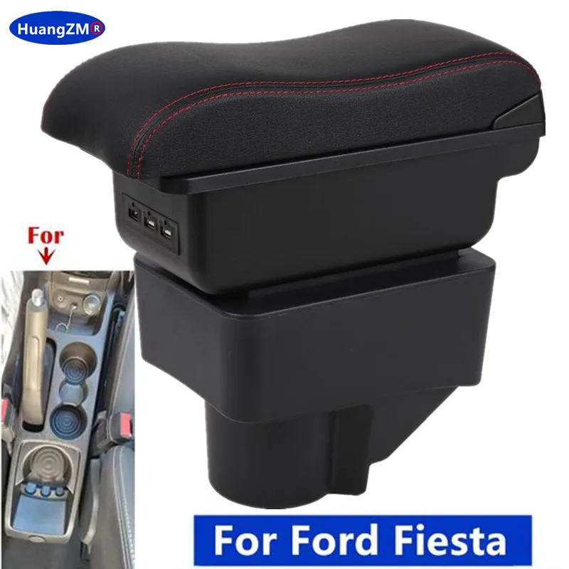 For Ford Fiesta Armrest Box For Ford Fiesta 3 2011-2018 Car Center Storage box Interior Retrofit Dedicated Car Accessory