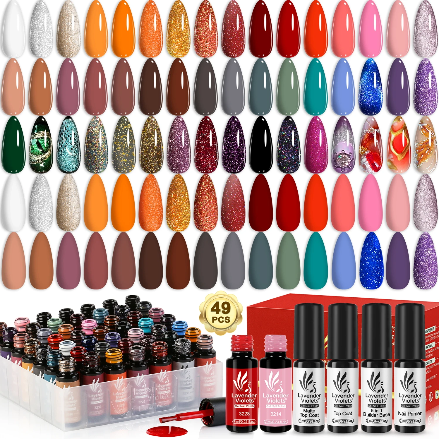 45 kleuren bruin rood roze glans glitter serie gel polish set en 4 flessen basis toplaag nagelprimer voor nail art manicure