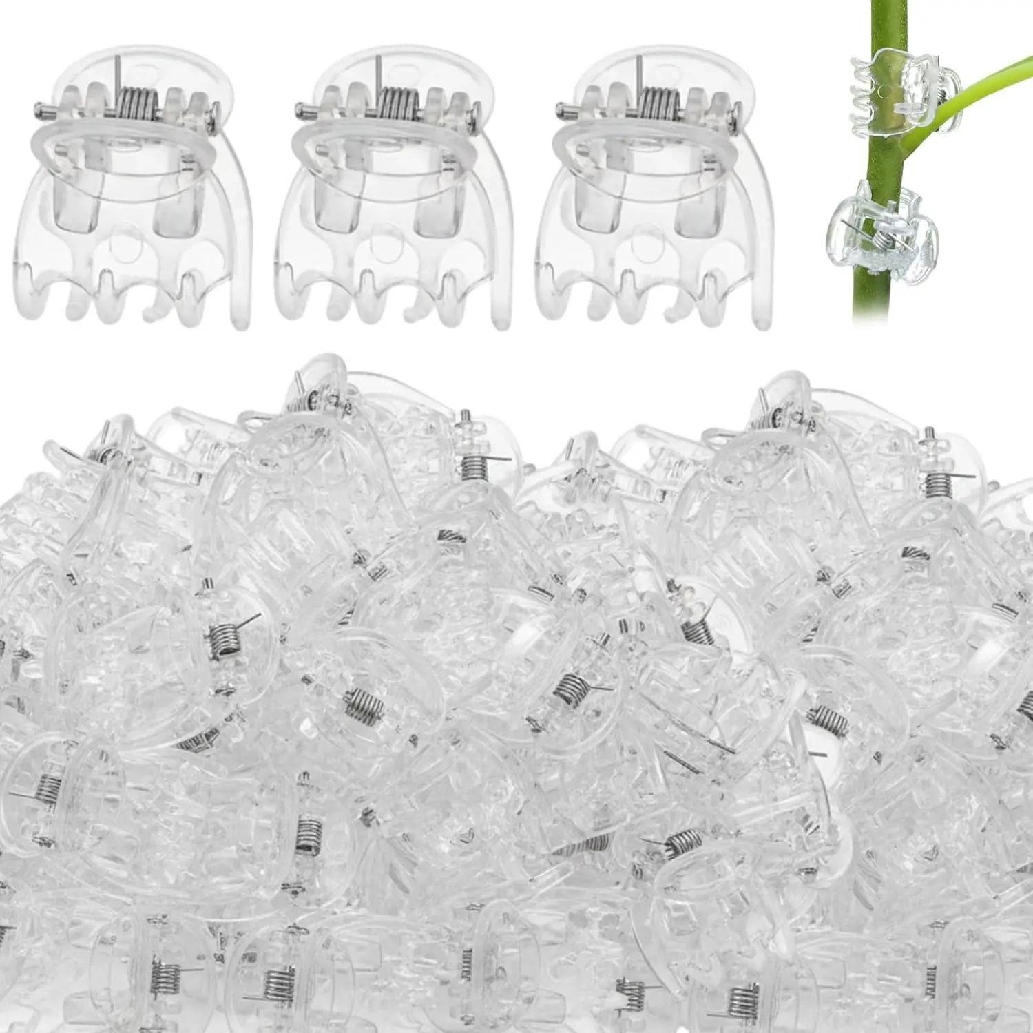 30/50/100 Stück transparente 6-Klauen-Orchideenklammern aus Kunststoff, Schmetterlingsblumen-Stützen, transparente Fixierer für Gartenranken, Stängelpflanzen, Kletterpflanzen