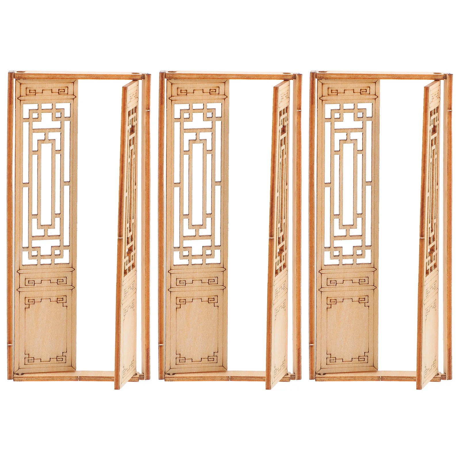 3Pcs Chinese Style Wooden Windows Miniature Accurate Craft Fairy Garden DIY Micro Landscape Supply Dollhouse Furniture Parts