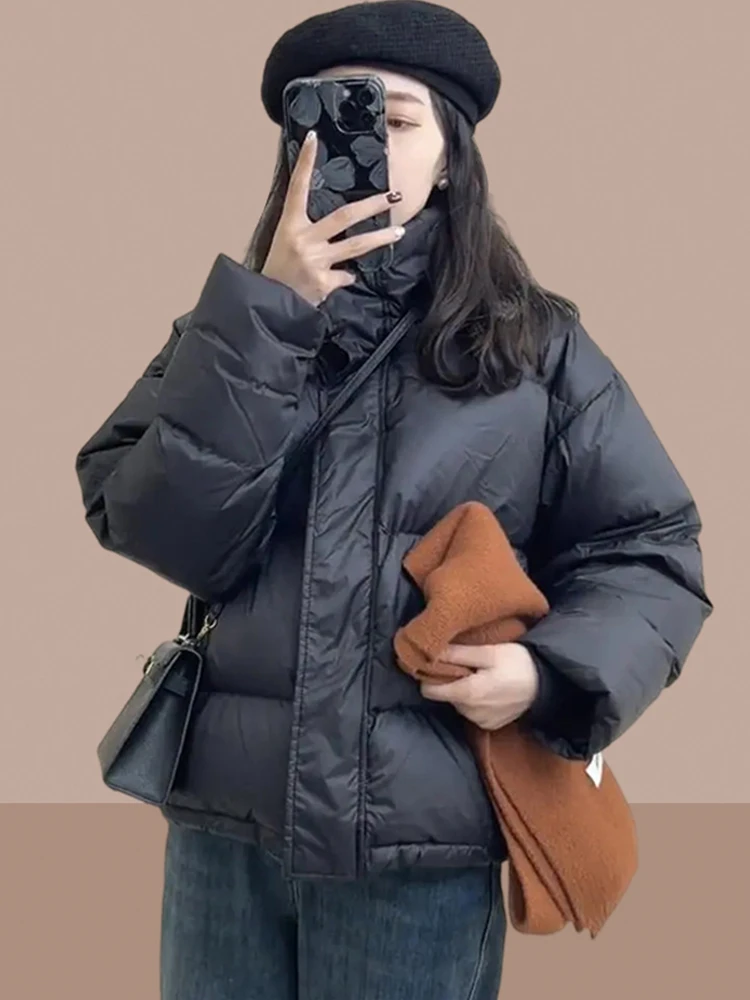 

Новая женская утепленная хлопковая куртка-пуховик на осень-зиму, короткая, свободного кроя, в корейском стиле, с длинными рукавами, на молнии