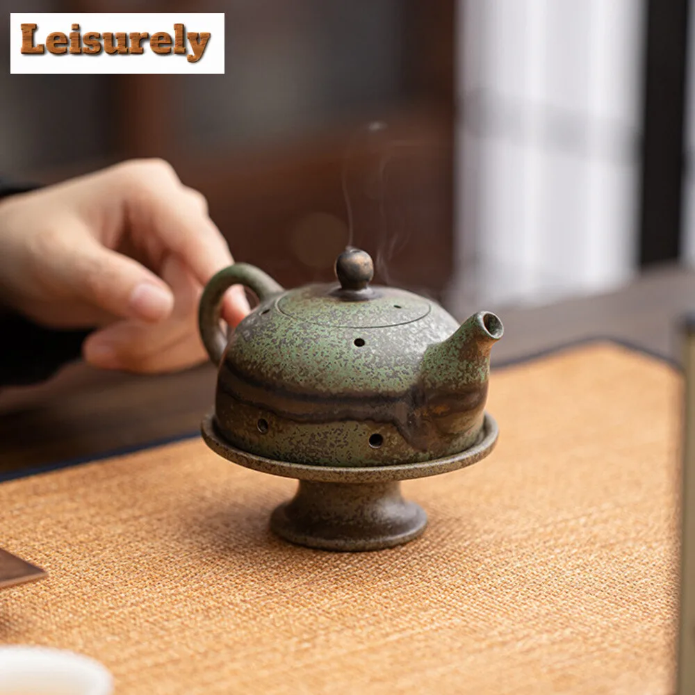

Creative Tea Pot Incense Burner Zen Bronze Green Ceramic Agarwood Seat Holder Sandalwood Furnace Tea Table Decoration Crafts