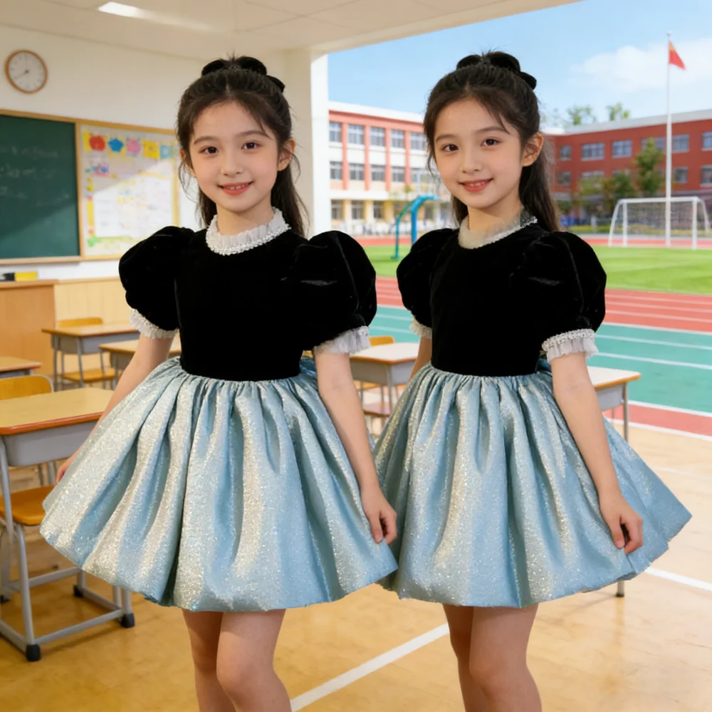 

Винтажное Элегантное Платье для Официальных Мероприятий, Костюм Ведущей для Девочек, Наряд для Детей и Подростков, Платья с Бисером и Бантом, Вечерние Платья