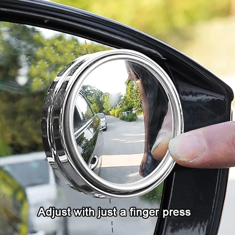 2Pcs 360 Degree Adjustable Blind Spot Mirror Car Auxiliary Rearview Convex Mirror Round Frame Wide Angle Mirrors for Car Reverse