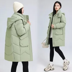 2024 New Down Coats New Long-style Cotton Dress Korean Version Large Size Korean Fashion Jackets Winter Heat Parka Feminina