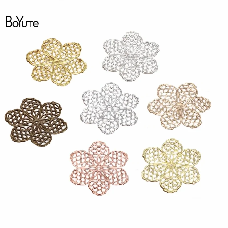 

BoYuTe (100 Pieces/Lot) 28MM Filigree Flower Plate Wholesale Metal Brass Material DIY Handmade Jewelry Accessories