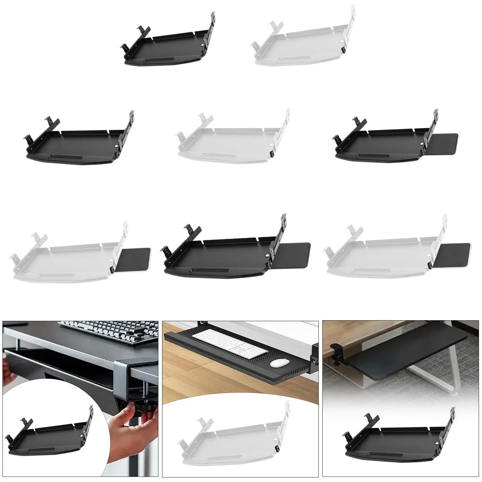 Keyboard Tray Under Desk Pull Out Metal Slide Out Platform Keyboard Holder