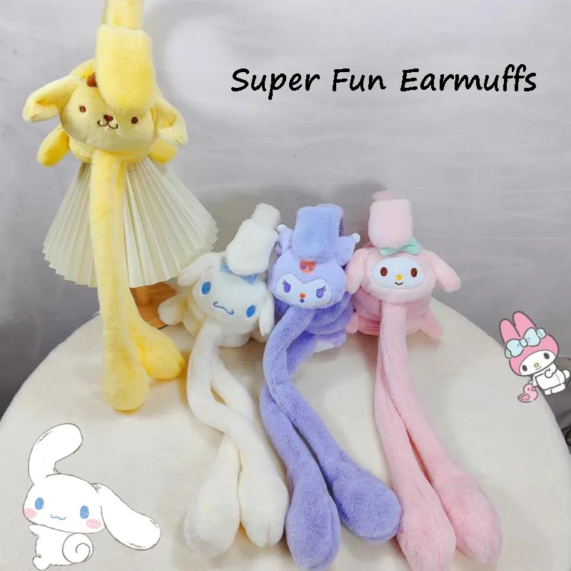 

Sanrio Winter Earmuffs Cinnamoroll Female Kawaii Warmth Ears Move and Make Sounds Ear Covering Cold Proof Plush Ear Protection