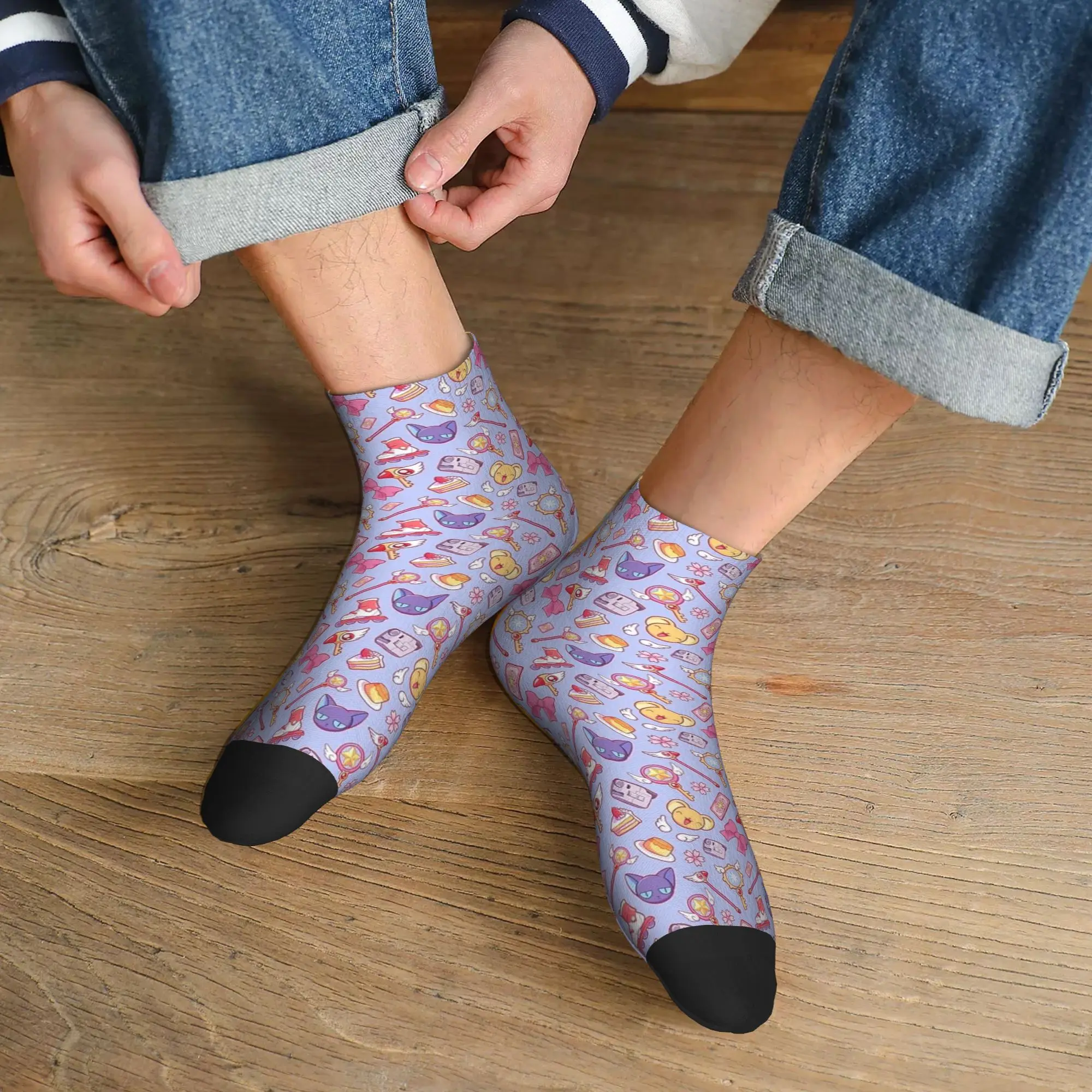 

All Seasons Sakura Card Captor - Violet Socks Harajuku Super Soft Crew Socks Fashion Stockings for Men Women Christmas Gifts