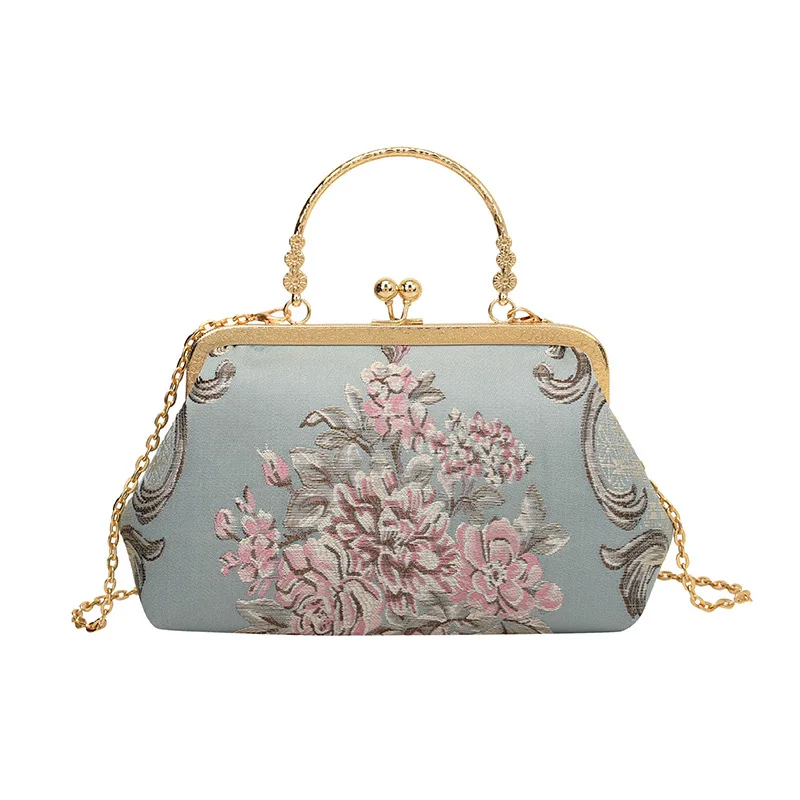 

New Artistic Embroidered Mouth Gold Bag, Elegant and Stylish Cheongsam Bag, Trendy Chain Single Shoulder Crossbody Bag