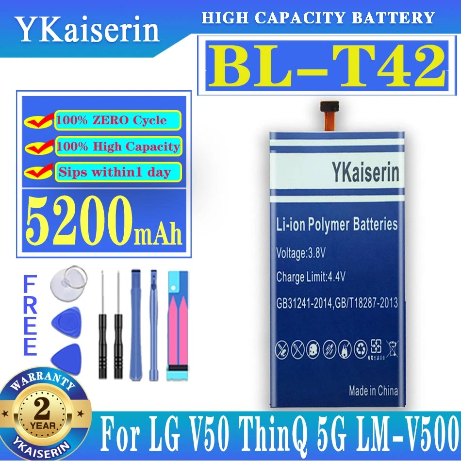 5200mAh BL-T42 Battery for LG V50 ThinQ 5G LM-V500 V500N V500EM v500xm High Quality Replacement Accumulator