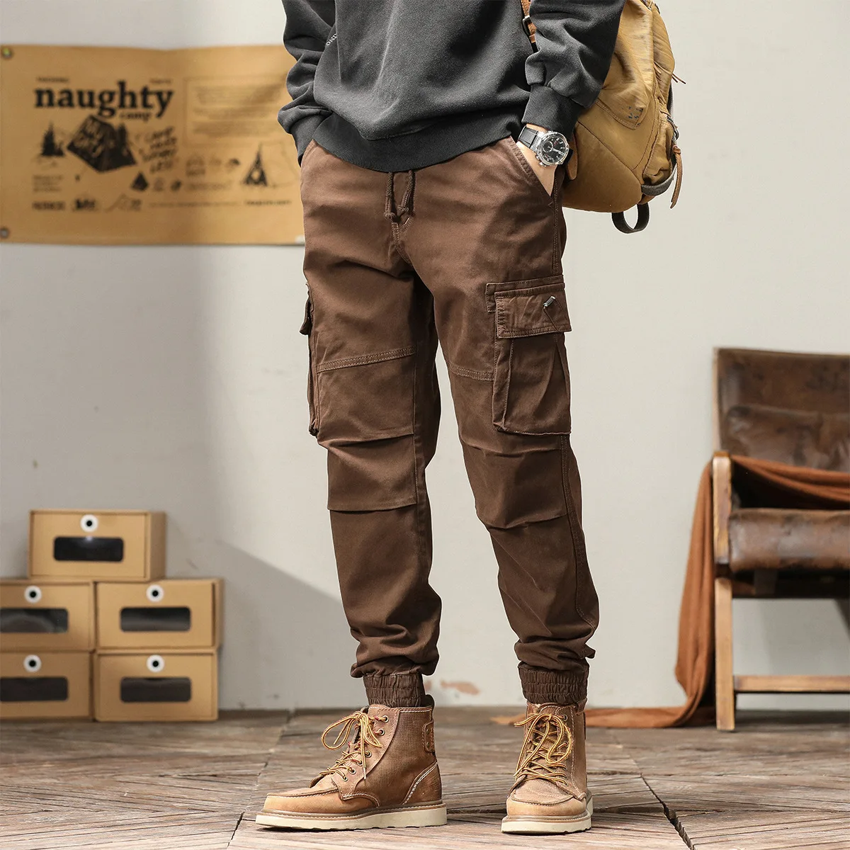 Outono inverno moda masculina solta cordão casual na moda cor sólida simples básico esportes jogger calças masculinas roupas