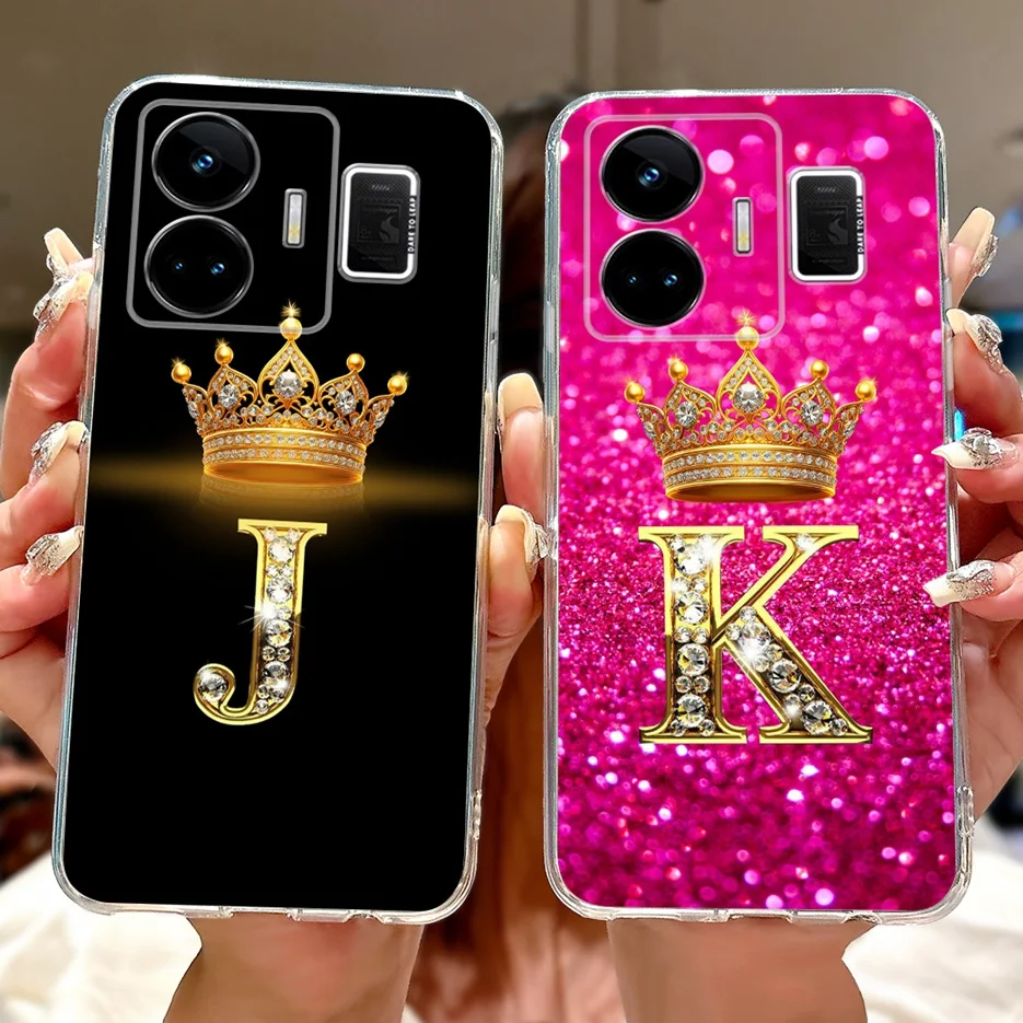 For Realme GT Neo 5 Case RMX3706 Luxury Crown Letters Back Cover Soft Silicone Slim Phone Case For Realme GT3 GT Neo5 240W Shell