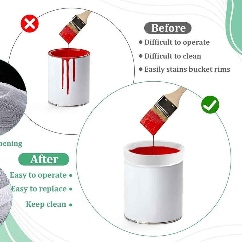 DT16 60 Pcs Paint Strainer Bags Disposable Fine Mesh Filter for 5 Gallon Bucket Hydroponic Tool