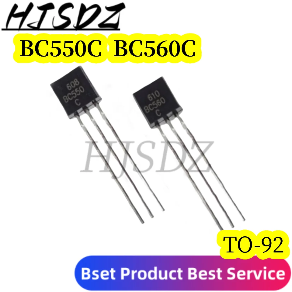 100PCS BC550C + BC560C each 50pcs BC550 BC560 TO92 Transistor DIP-3 45V 0.1A TO-92 New Original
