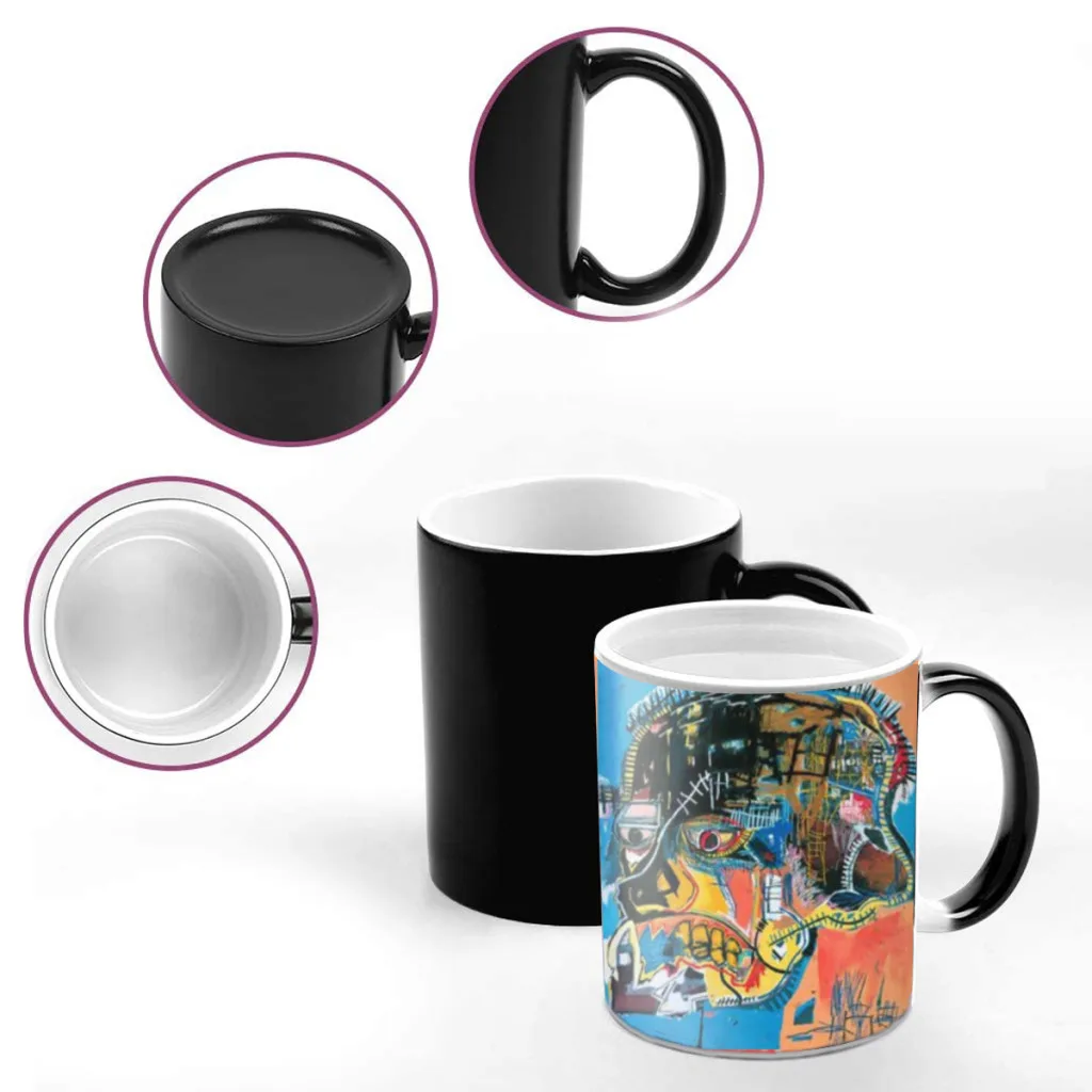 J-Jean-M-Michel Graffiti Classic Anime Friends Birthday Gifts Color Changing Magic Ceramic Creative Coffee Mugs Tea Cups