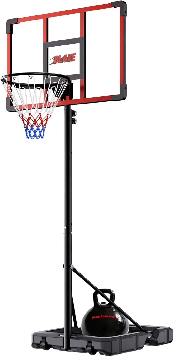 

Adjustable Basketball Hoop for Kids & Teens, 4.1-8.5ft, 32" Shatterproof Backboard, Portable with Weight Bag