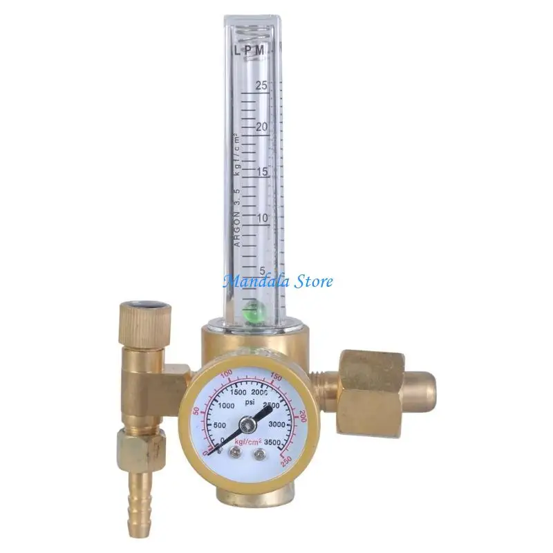 U2JC Argon Pressure Reducer Regulator Gas Flowmeter 8 Male Thread with Two Scales