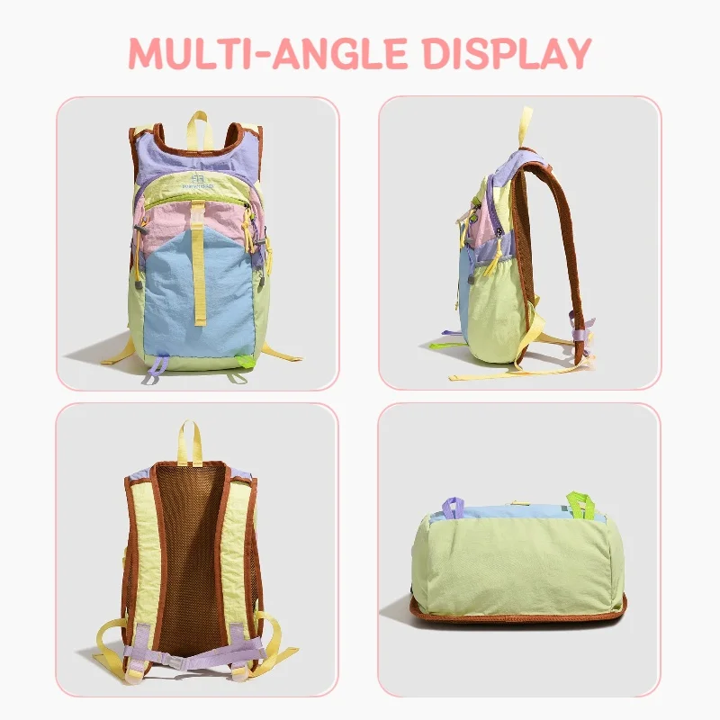 Zaino alla moda con colori a contrasto, serie color dopamina, adatto per zaini da viaggio, zaini sportivi, zaini da trekking