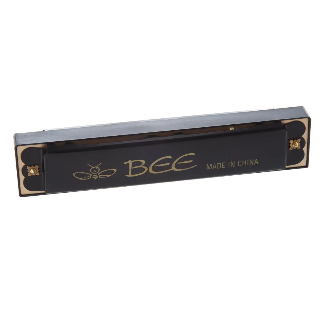 Metal Bee Harmonica para crianças, Órgão bucal, Instrumento musical preto para crianças, 32 buracos