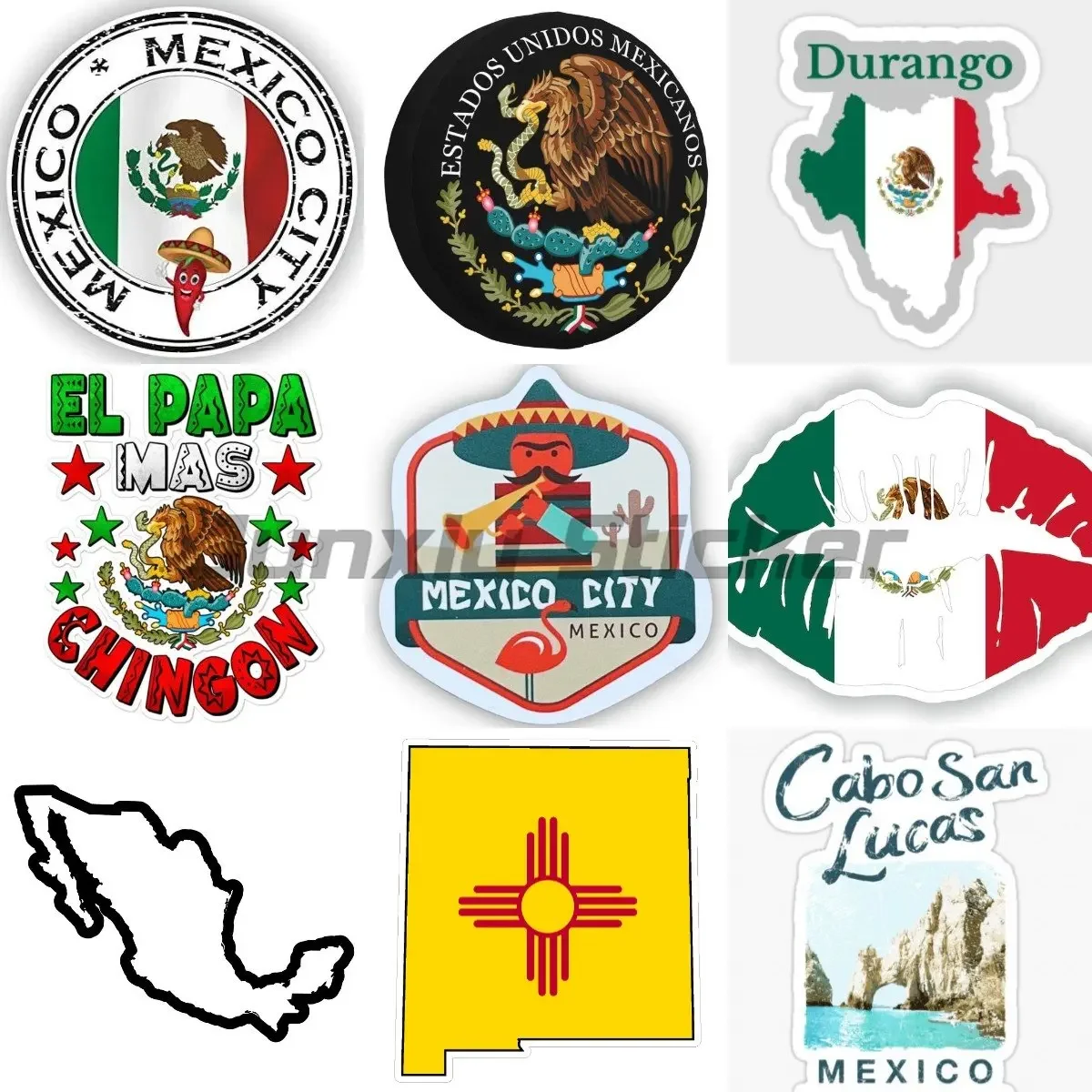 

Mexico Flag Map National Badge Sticker for Water Bottles Living Room Art Laptop Room Background Decor