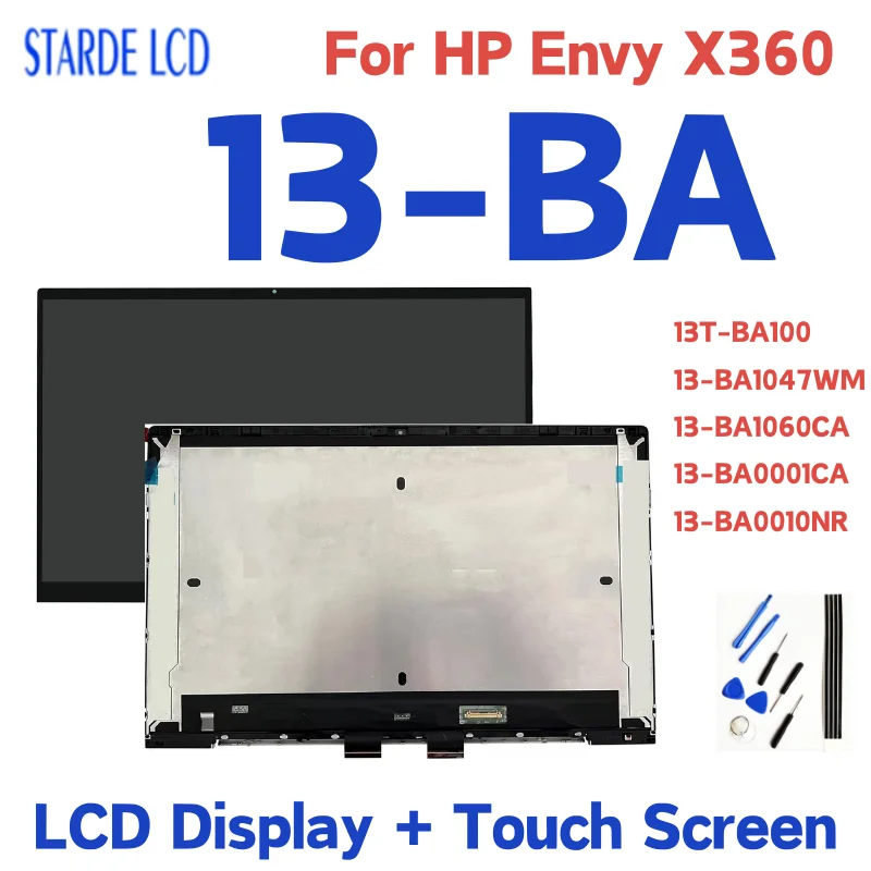 

13.3" For HP Envy X360 13-BA LCD Display Touch Screen Assembly For HP 13T-BA 13T-BA100 13-BA1047WM FHD 1920x1080 LCD Replacement