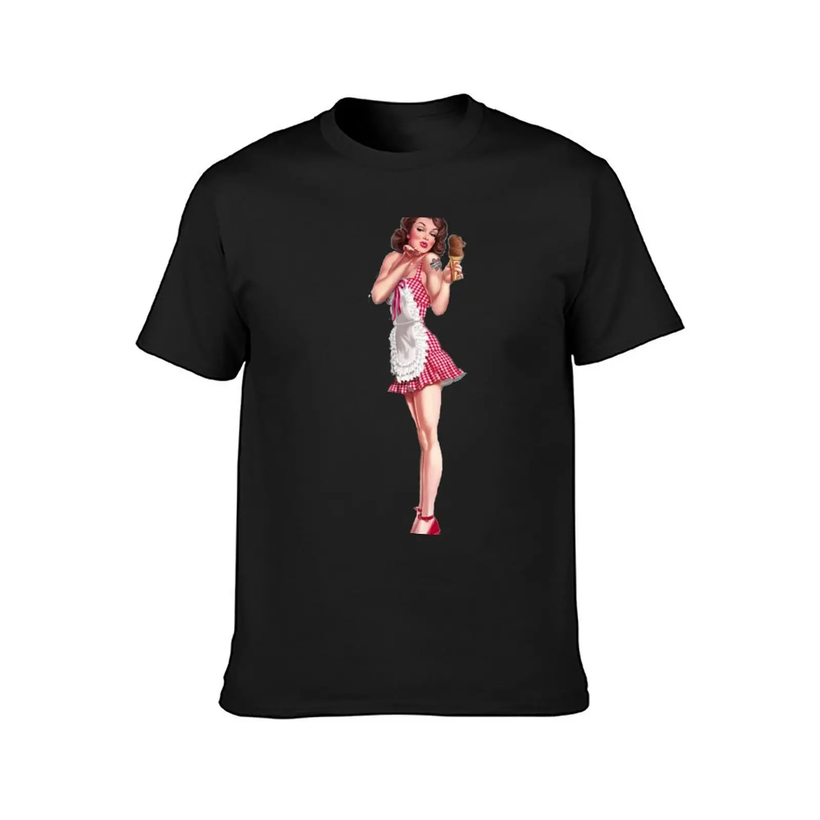 Pin-up with chocolate ice cream T-Shirt korean fashion customs design your own slim fit t shirts for men