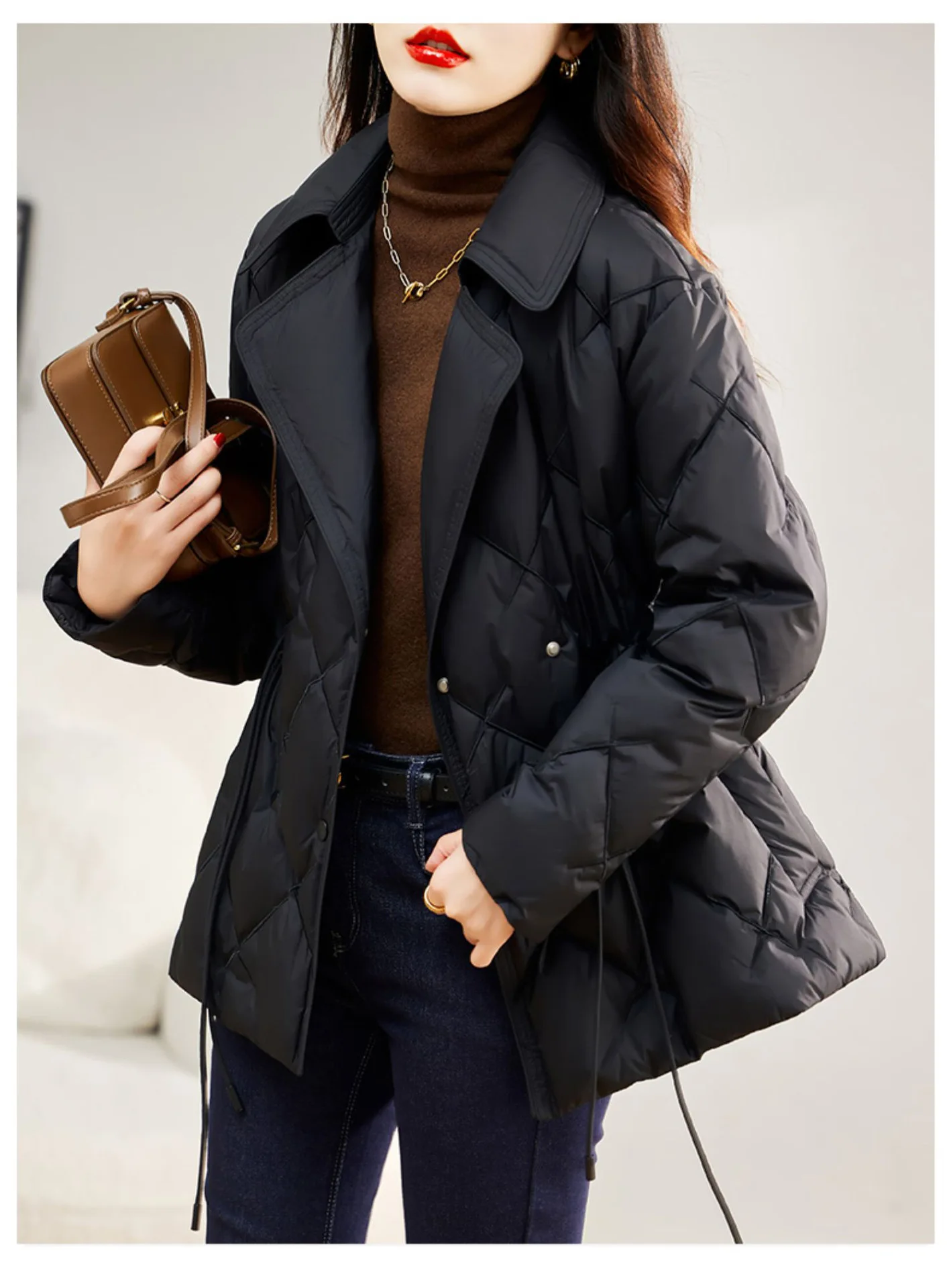 Outono e inverno nova jaqueta feminina commuter terno colarinho jaqueta de emagrecimento