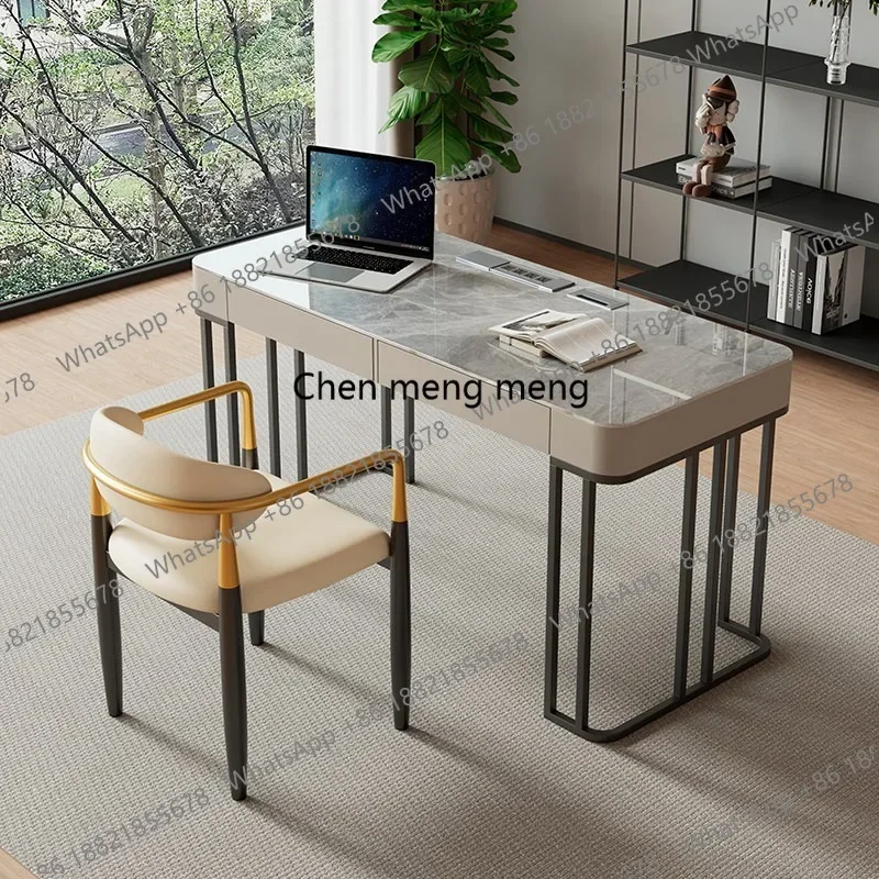 F150 Sintered stone computer desk, desktop home office desk, e-sports desk, study room light luxury desk with drawer
