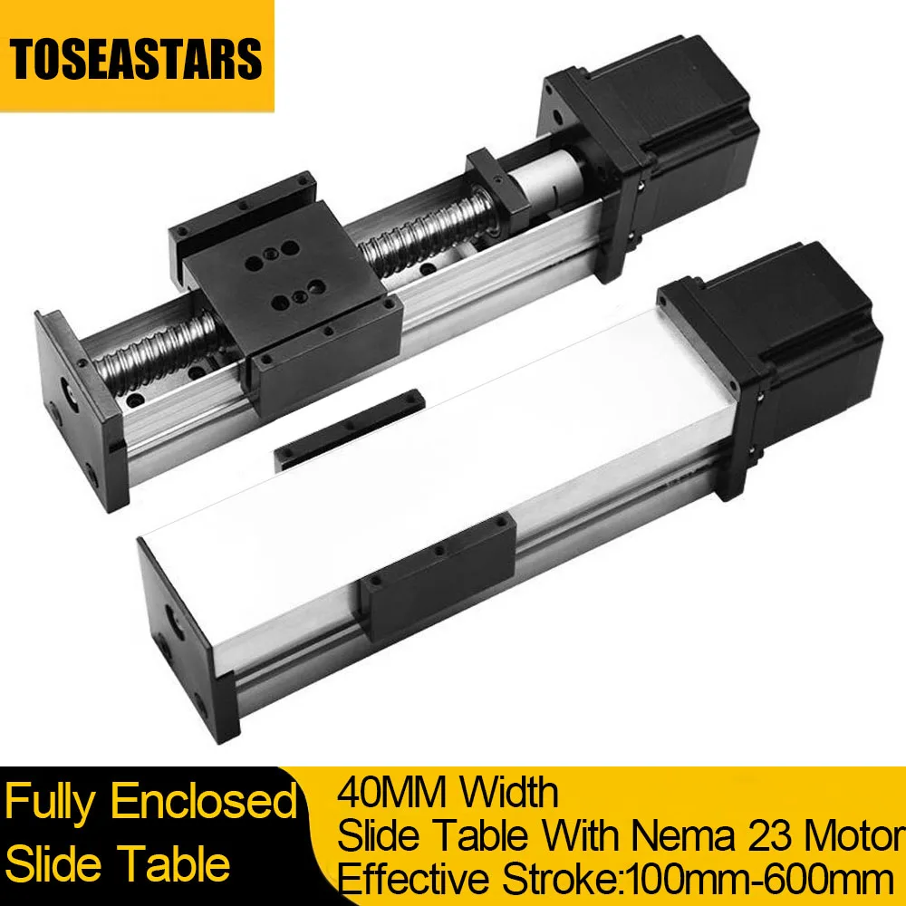 Totalmente Fechado Módulo Deslizante Tabela Alumínio Perfil Linear Rail Nema23 Stepper Motor 40 mm Largura Ballsscrew Sfu1605 1204 1610