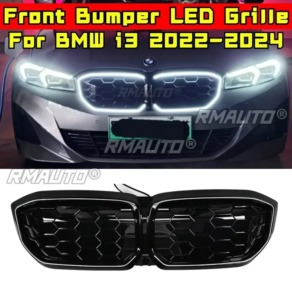 LED Front Grill For BMW 3 Series i3 2022-2024 Car Front Bumper Grillg Modification Part Front Bumper LED Grille Car Accessories