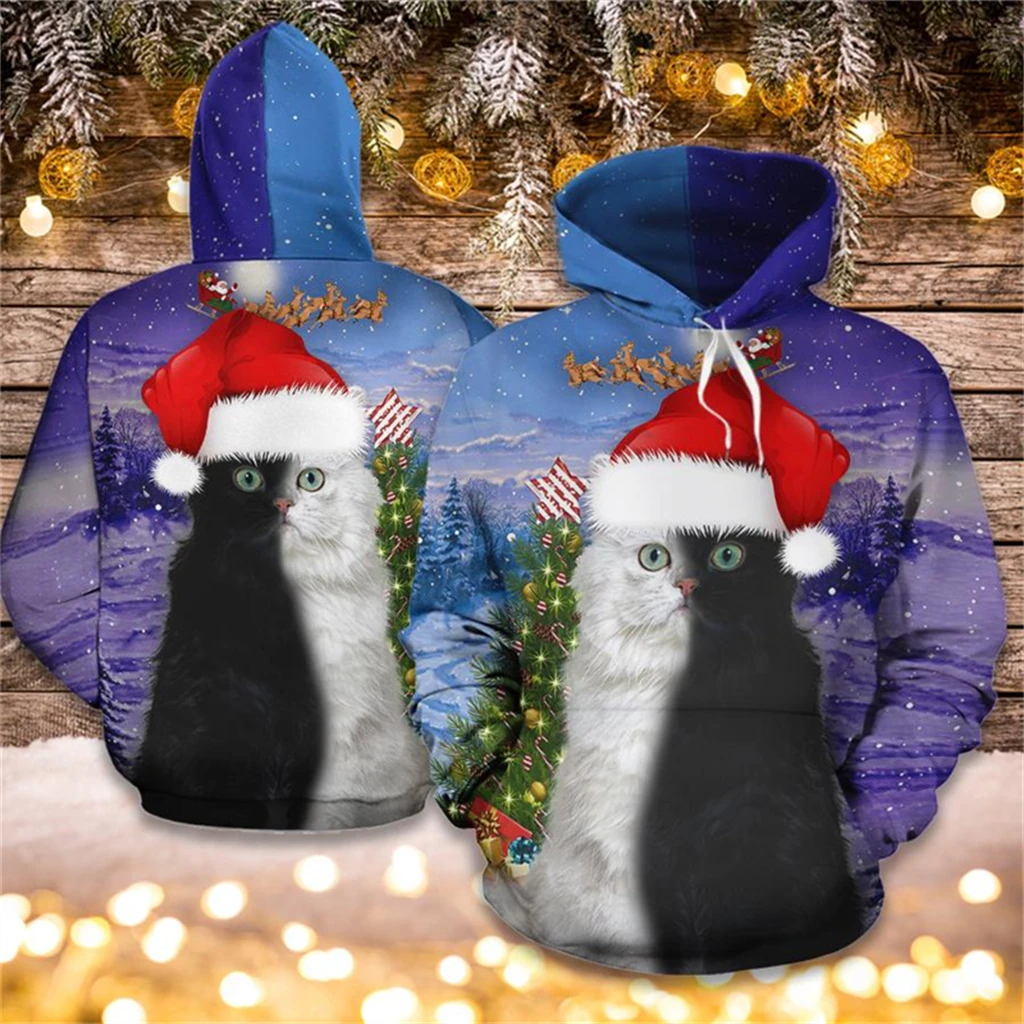 

Men Women Cute Cat Hoodies Autumn Hooded Sweatshirts 2025 New Arrival Daily Casual Sports Fitness Long Sleeve Pullovers Clothing