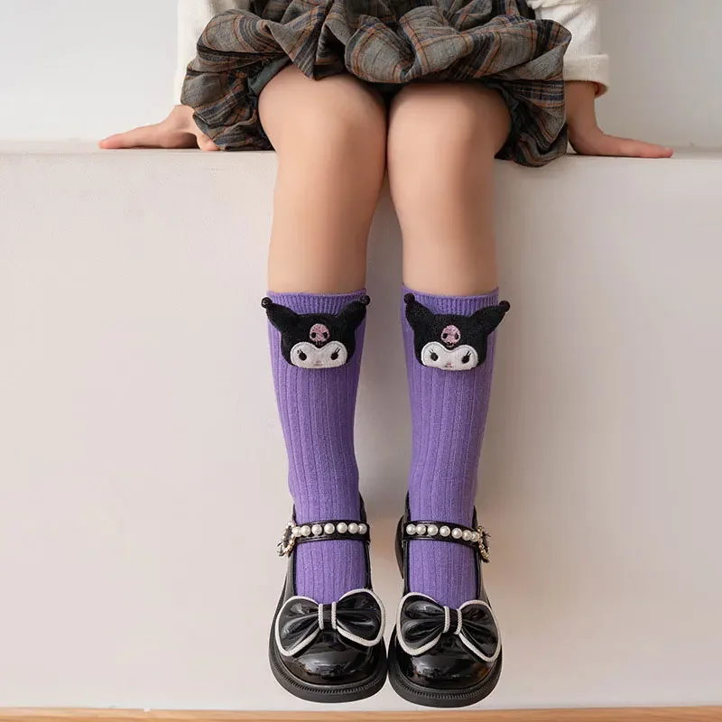 Anime Sanrio Kuromi My Melody Cinnamoroll Socken für Kinder Mädchen Cartoon Kawaii Koreanischer Stil Mid-Tube Trendige Studentensocken