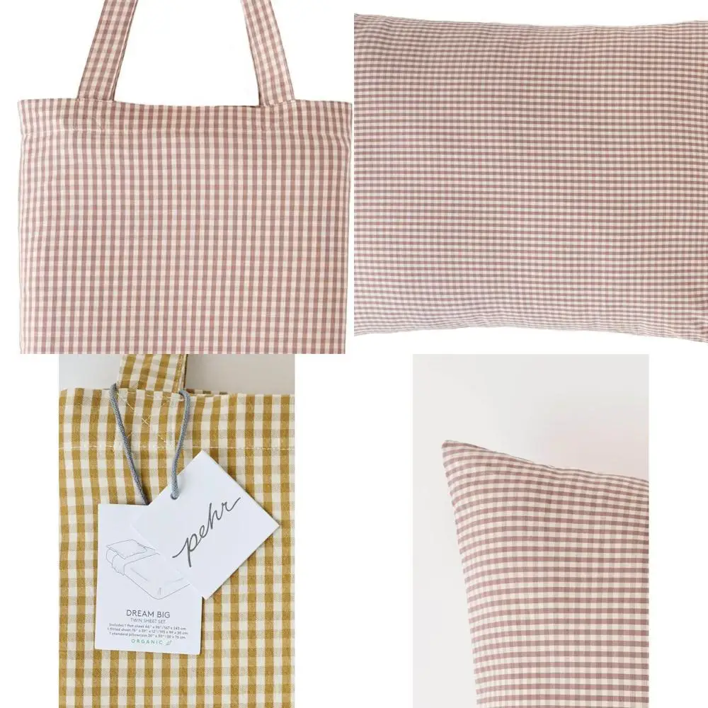 

Комплект постельного белья Twin Gingham из органического хлопка, чертополох | Мягкий камень стирается | В комплект входит наволочка и сумка.