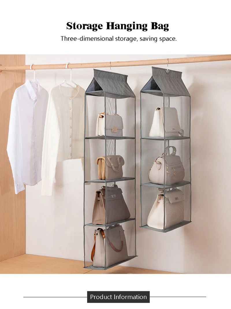 가방 주최자 여성 교수형 옷장 옷장 침실 보관 옷걸이 드레싱 룸 벽 선반 파우치 컨테이너 방진